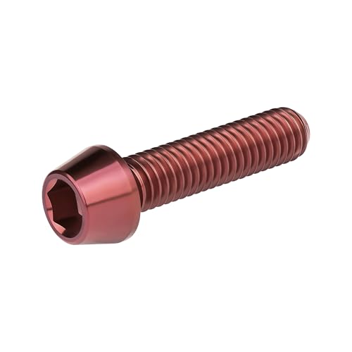 Image of Titanium Ti Bolt M5x9 16 18 20 25 30 35 40 45 50 55 60mm Tapered Head Screws Pack of 4 (M5x25mm, Burgundy)