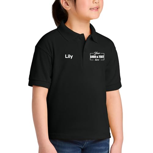 Customized Youth Polo Shirt | Personalized with Your Logo or Text | DryBlend Moisture-Wicking Sport Shirt | Cotton/Poly Jersey Knit Custom Team Shirts