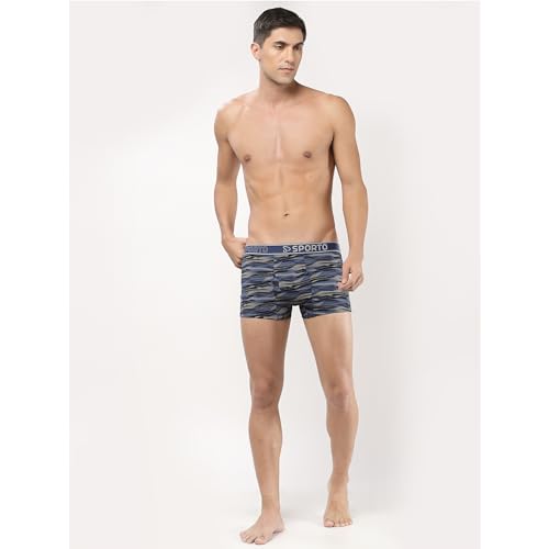 Image of sporto Macho Men's Cotton Spandex Trunk | Premium Single Jersey Fabric | Branded Outer Elastic Waistband | Double-Layer Contour Pouch | Breathable Innerwear