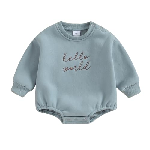 Image of VISGOGO Newborn Infant Baby Boy Girls Oversized Romper Little Dude Sweater Onesie Coming Home Outfit Neutral Clothes