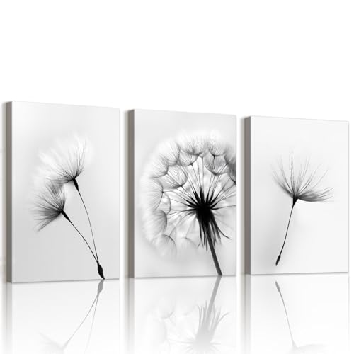 WENGTIAO 3 Stück Löwenzahn Leinwand Bilder Kunstdrucke Gerahmtes Bild Schwarz Weiß Floral Gemälde auf Leinwand Moderne Minimalistisch Wandbilder für Wohnzimmer Schlafzimmer Wanddeko 30x40cmx3 WENGTIAO 3 Stück Löwenzahn Leinwand Bilder Kunstdrucke Gerahmtes Bild Schwarz Weiß Floral Gemälde auf Leinwand Moderne Minimalistisch Wandbilder für Wohnzimmer Schlafzimmer Wanddeko 30x40cmx3