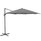 SVITA Sonnenschirm Ampelschirm Garten Terrasse Outdoor 360° Schirm Aluminium drehbar kippbar Gartenschirm Gartenmöbel Grau