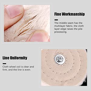 Image of Utoolmart 4 Pcs 3-Inch Buffing Polishing Pad Wheels Cotton with 1 /4-inch Handle for Manifold Aluminum Stainless Steel Chrome
