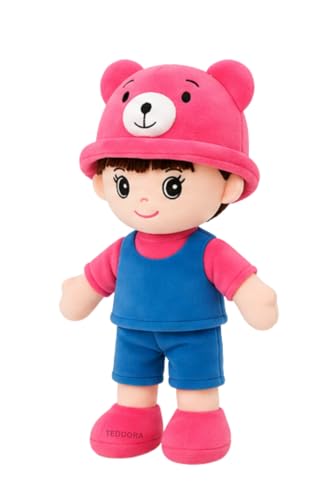 Image of Addie boy Soft Toy for Girls Boys Kids, Hot Pink&Dark Blue, Doll Plush Stuffed Baby Teddy Gift Birthday, 40 cm