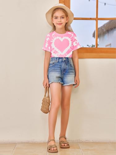 Image of Girls Short Sleeve T Shirts Kids Summer Tops Crewneck Tees 5-14 Years