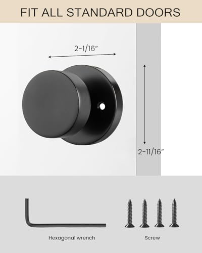 Image of Haidms Black Door Knobs Dummy- Single-Side Decorative Door Knob for Closet, Pantry & French Doors, Non-Turning Round Ball Design(2 Pack /4 Pieces)
