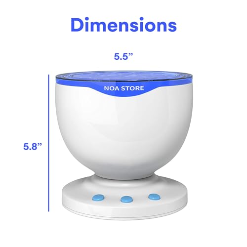 Noa Store Sensory LED Room Lights - Light Projector for Bedroom - Ocean Waves Projection Lamp with Calming Music - Night Light for Kids - Blue Ceiling Projector Lamps for Adults and Children - Thumbnail 2