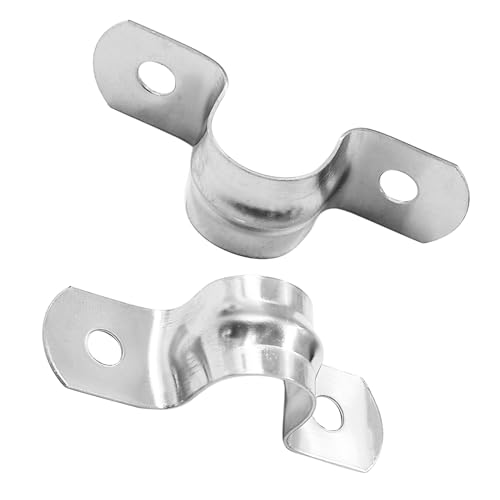 Image of Biaungdo M12 1 /2 inch Rigid Pipe Strap, Stainless Steel, Silver, 30 Pcs | Two Hole Strap, U Bracket Pipe Clamps, Heavy Duty Conduit Clamps, Tension Tube Clip Cable Clamp Hanger