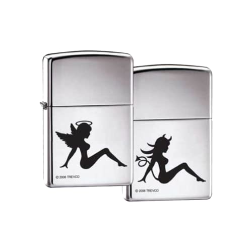 Zippo Encendedor Angel Devil Doble Cara Cromado miniatura 1