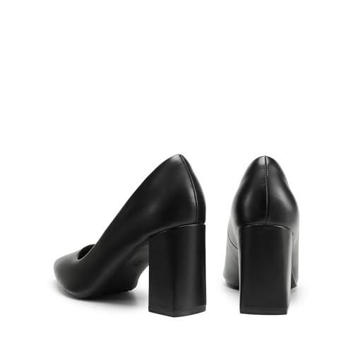 DREAM PAIRS Women's High Chunky Pointed Closed Toe Block Heels Wedding Classic Slip On Dress Pumps Shoes4