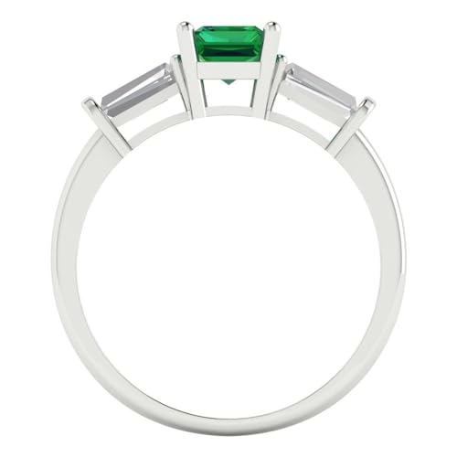 Clara Pucci 2.0 ct Emerald Cut Created 14k White Gold Three-Stone Wedding Engagement Bridal Promise Ring4