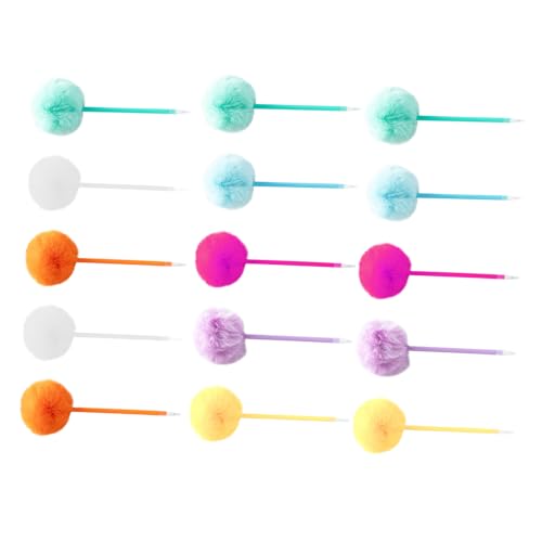 STOBAZA 15個 カラフル ペン オフィス用 ふわふわ クリスマス パーティー 記念品 かわいい 漫画 ペン かわいい 向け カラフル ふわふわ ペ