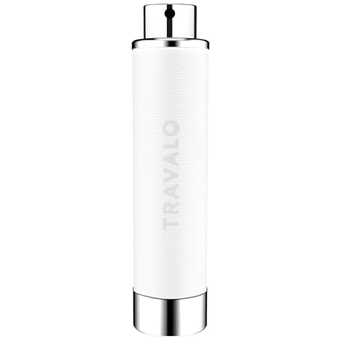 Travalo Walzer Refillable Perfume Atomizer - Pocket-Size, Leak-Proof, Glass-Free Spray Bottle Safe for Air Travel - Mini Perfume Bottle with White Leather Cover Cover
