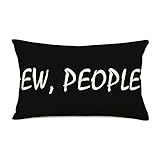 Smilyard EW People Pillow Covers 12x20 Inch Hipster Funny Sarcastic Saying Introvert Cotton Linen Throw Lumbar Pillow Cases Black and White EW People Oblong Gifts Cushion Cover for Sofa Couch