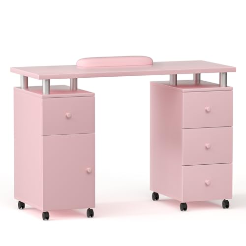 ABTSalon Nail Desk for Nail Tech Acetone Resistant Nail Tech Table Manicure Station Wide Desktop...