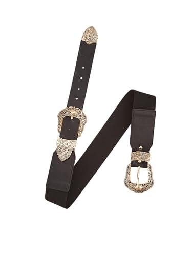 Verdusa Women's Vintage Western Leather Belt Double Buckle Cowgirl Waist Belts4