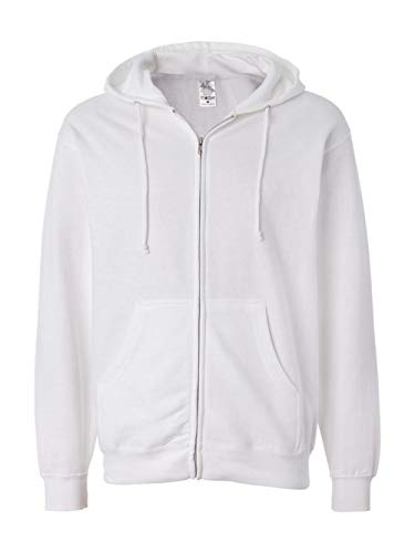 Independent Trading Co Mens Midweight Full-Zip Hooded Sweatshirt White 2XL2