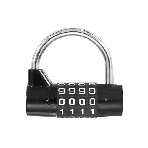 Image of PATIKIL Combination Padlock, 4 Digit Gym Locker Lock Zinc Alloy Password Safety Padlock Keyless for Sports Locker Fence Toolbox Case Drawer, Black