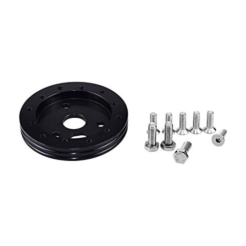 TASAN RACING Steering Wheel Hub Adapter Conversion Spacer 6 Hole to 3 Hole Boss Kit 0.5", Black Cover