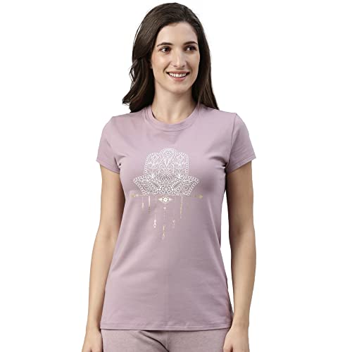 Image of Enamor Short Sleeve Crew Neck Regular Length Basic Crew T-Shirt - Slim Fit, Soft and Breathable Stretch Cotton - E147