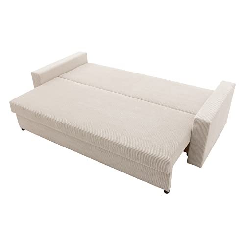 Couch Aikido I 223x90 - mit schlaffunktion - Farben zur Auswahl - modernen Couch - mit Bettkasten - Moderner Cordstoff - Stoff POSO (POSO 022) – Bild 6
