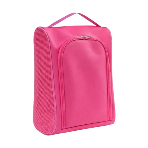 JISADER Golf Shoes Bag Portable Oxford Cloth Shoe Carrier Organizer with Smooth Zipper and Breathable Mesh for Men Women Suitable for Work Sports Travel Gym O, Rose red