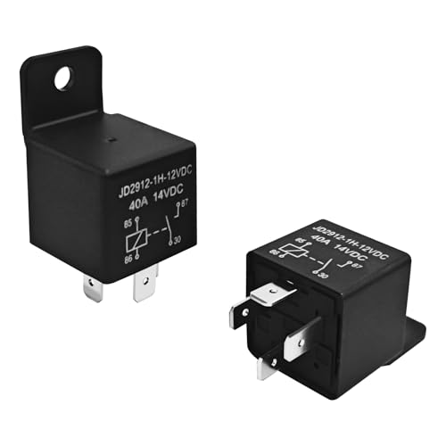 HHZL 4 Pin Relay 12V 40A JD2912-1H-12VDC Auto Relay for Cooling Radiator Fan Headlight Switches and Starters, 2PCS Spst Universal Multi Purpose Standard Car Relays for Car Truck Motorcycle Boat(4-Pin)