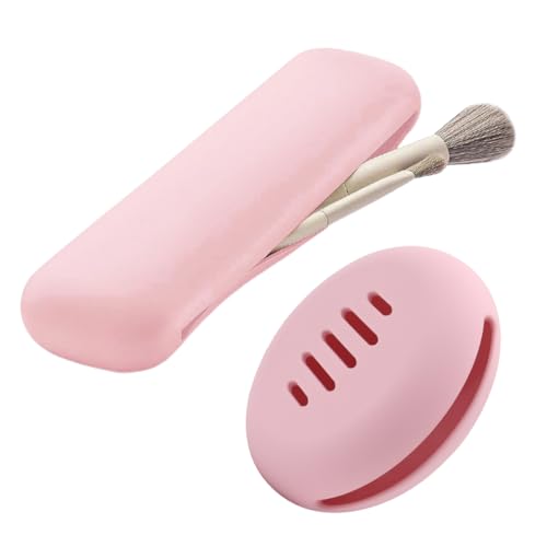 Reccisokz Ensemble 2 pièces Porte Pinceaux makeup bag, Étui à Pinceau de Maquillage en Silicone, Support de Maquillage de Voyage avec Fermeture Magnétique,rangement pinceaux maquillage