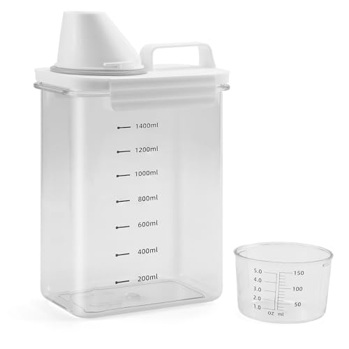 Pgtc Luftdichter Waschmittelspender Mit Messbecher, Mehrzweck-Waschpulverspender Waschpulver Dose Waschpulver-BehäLter Aufbewahrungseimer Waschmittelbox FüR WeichspüLer (1800ml)