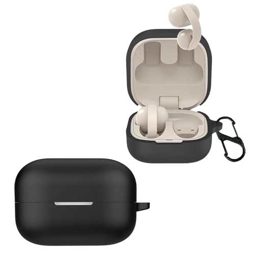 For Sony LinkBuds Clip WF-LC900 �P�[�X Sony LinkBuds Clip�p �ی�J�o�[ �V���R�� �S�ʕی� �����h�~ �L�Y�h�~ �Ռ��z�� �����[�d�\ �J���r�i�t�� �ی�P�[�X (�u���b�N)