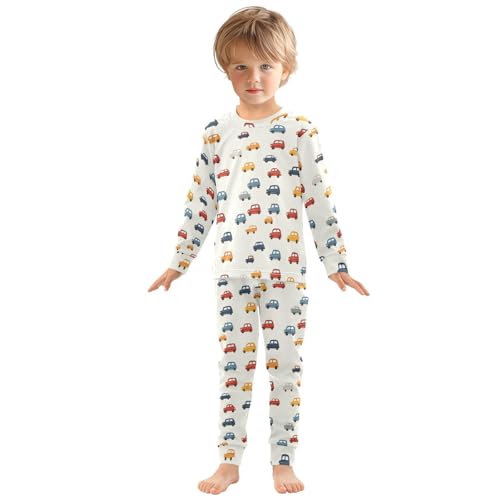 Pajama Sets Long Sleeve Colorful Cars Pattern Cute Soft Comfy Sleepwear 2 Piece PJS 3-8T2