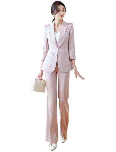 Costume satin femme deux pièces comprenant veste blazer et pantalon chic