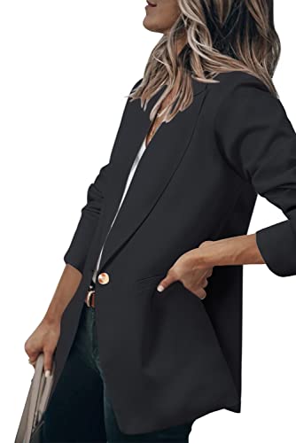 Jackets For Women Black Plus Size Blazer Suit Lapel Button Long Sleeve Work Office Blazer #TOP2