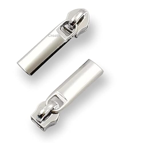 Image of Croatia Heavy Metal Zipper Sliders Zipper Repair Size No.5 (Silver) Replacement Sewing DIY for Luggage Purses Bags (Pack of 10)