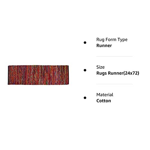 The Beer Valley Cotton Multi Chindi Bed Runner Rugs 24X72 Inch Multi Color,Cotton Area Rugs Runner,Bed Room Rugs Runnner, Machine Washable Rugs Runner. #TOP5