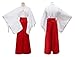 Girls White Kimono Red Hakama Pants Outfit Women's Japanese Anime Kikyo Miko Kimono Cosplay Halloween Witch Costume (S, Red)