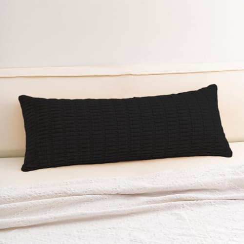 Image of Aegero Corduroy Decorative Throw Pillow Covers 14x36 InchSoft Striped Pillow Covers Modern Farmhouse Home Decor for Sofa Living Room Couch Bed(Black)