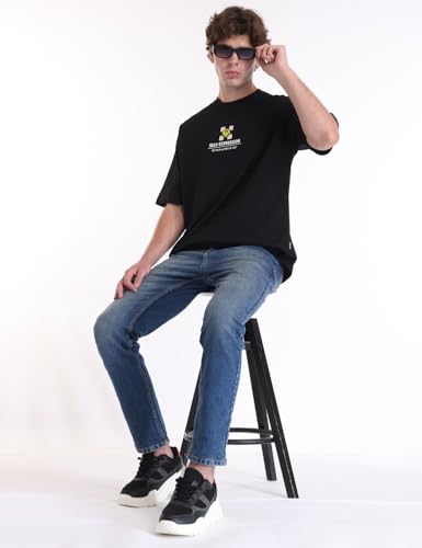 Image of INKD Men's Slim Fit Jeans - Mid-Rise | Cotton Blend | Contrast Stitch | Stretchable Fabric | Classic 5 Pocket Styling | Men's Bottomwear (Available in Plus Sizes)