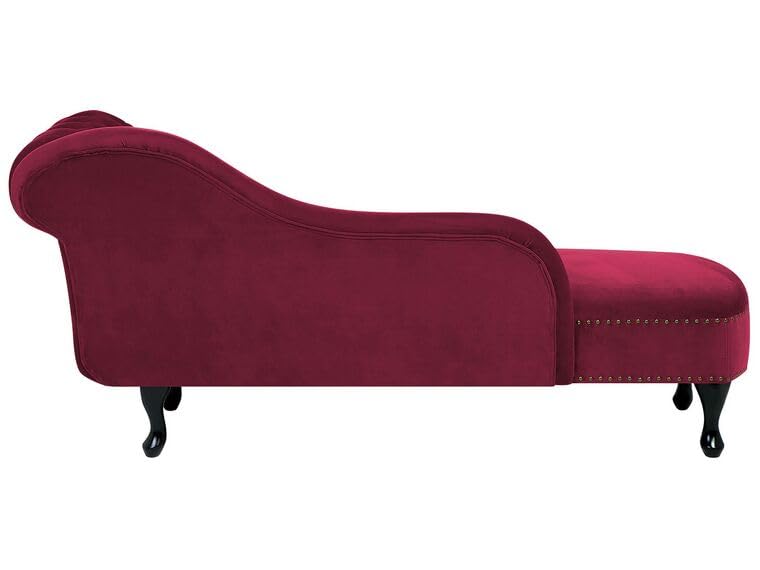 Image of Velvet Modern Chesterfield Chaise Lounge Couch 166 X 63 X 76 for Your Loving Space (Burgendy, Right Arm)