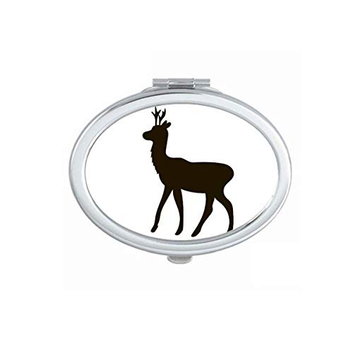Black Roe Deer Animal Portrayal Mirror Portable Fold Hand Makeup Double Side Glasses image 2