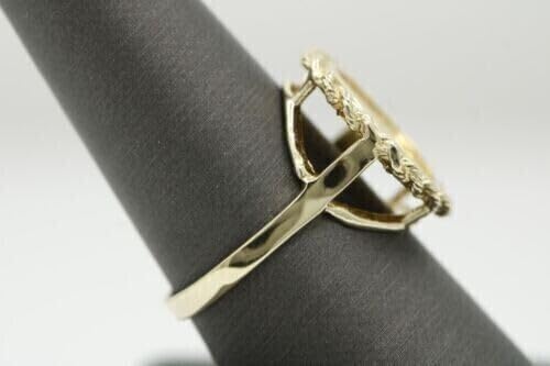 YashJewelArt Solid 14K Yellow Gold Finish Vintage Chinese Panda Coin Ring Woman's, 925 Sterling Silver, Without Stone