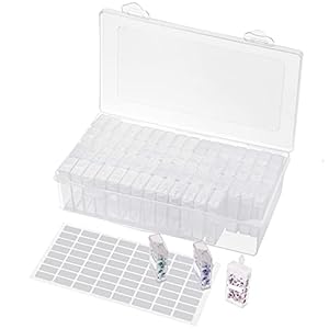 Belle Vous Plastic Diamond Dot Schilder Opbergdoos met 64 Rasters en Labels- Transparante Organisatiedozen – Koffer voor…