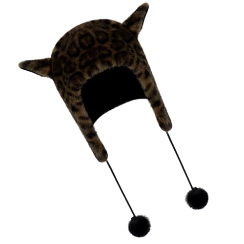 Chapeau en peluche léopard résistant au froid pour protéger vos oreilles
