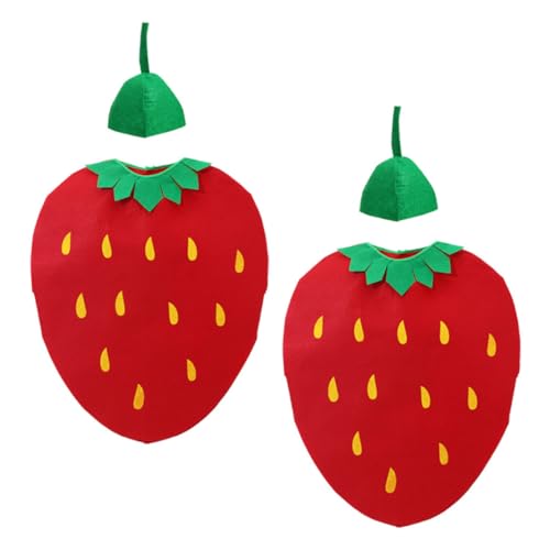 Toddmomy 2 Juegos Senta de fresas pequeño Chicos sin mangas Víspera de Todos disfraz de fresa disfraces de Los se visten tela no tejida