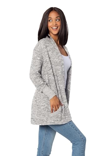 Image of chicka-d Women's Cozy Fleece Cardigan Heather Grey