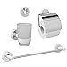 Produktbild Kapitan Optimo ABS Kit Weiß Zahnbürstenbecher Glas, Toilettenpapierhalter, Handtuchhaken und Handtuchhalter (40 cm), Edelstahl 18/10,3M VHB Klebeband Wandmontage
