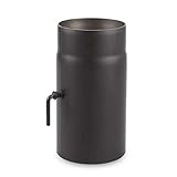 Rauchrohr - 25 cm Ø 120 mm - Ofenrohr 25 cm mit Drosselklappe Schwarz