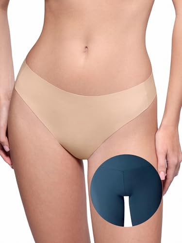 Image of LUCKMEEY Cotton Thongs for Women Seamless Thongs for Women No Show Thong Panty Liners Workout G-String Thongs Underwear