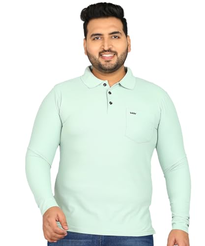 Image of INKKR Plus Size Men's Solid Polo Neck Full Sleeve T-Shirts