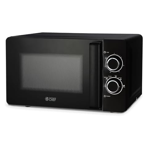 COMMERCIAL CHEF Black Microwave 0.7 Cu. Ft. with Rotary Switch Knob, 700W Countertop Small Microwave with Microwave Turntable Plate, 6 Level Power Tabletop Microwave with Microwave Handle Cover